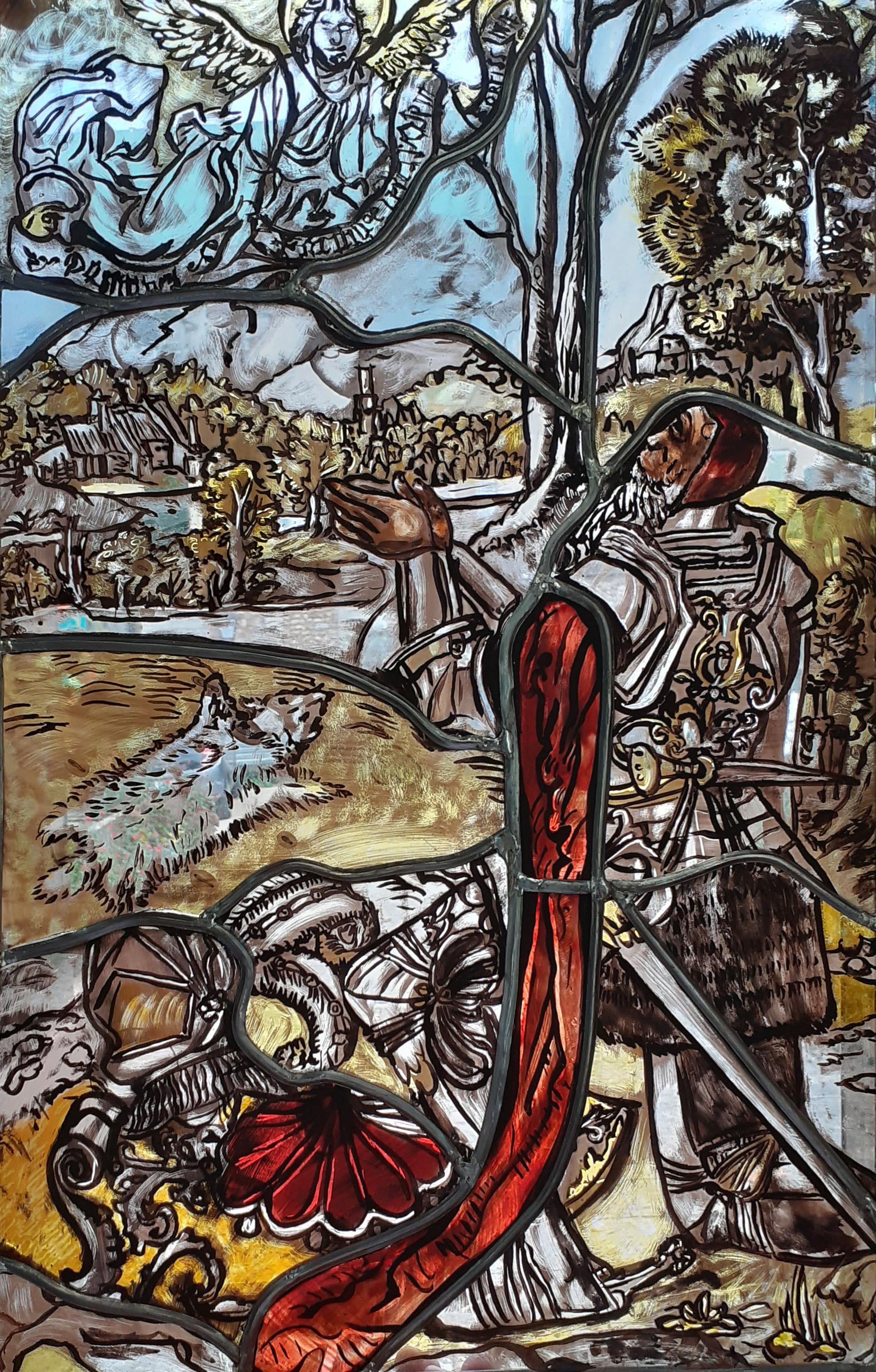 36x56 cm Gedeon peinture sur verre 